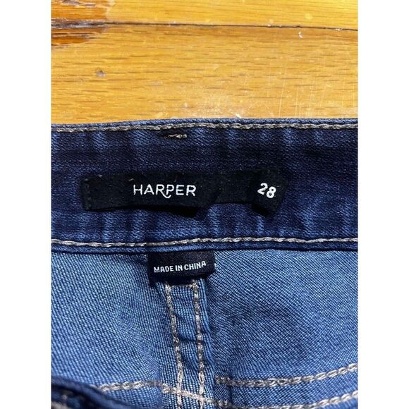 Harper Jeans Women's Size 28 Blue Mid Rise Skinny Denim Distressed Frayed - Picture 3 of 8